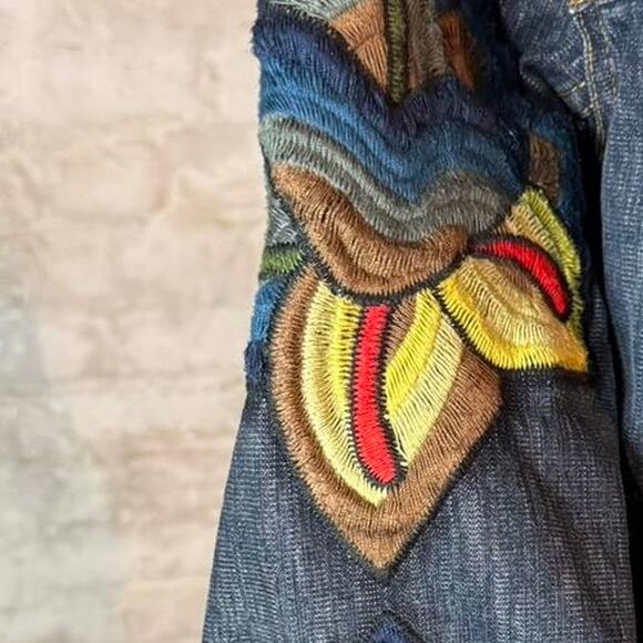Vintage 90s y2k chicos embroidered jean jacket women's size 1( chicos) - Picture 3 of 5